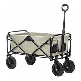 Carrito Plegable Organizador Camping Resistente Color Beige