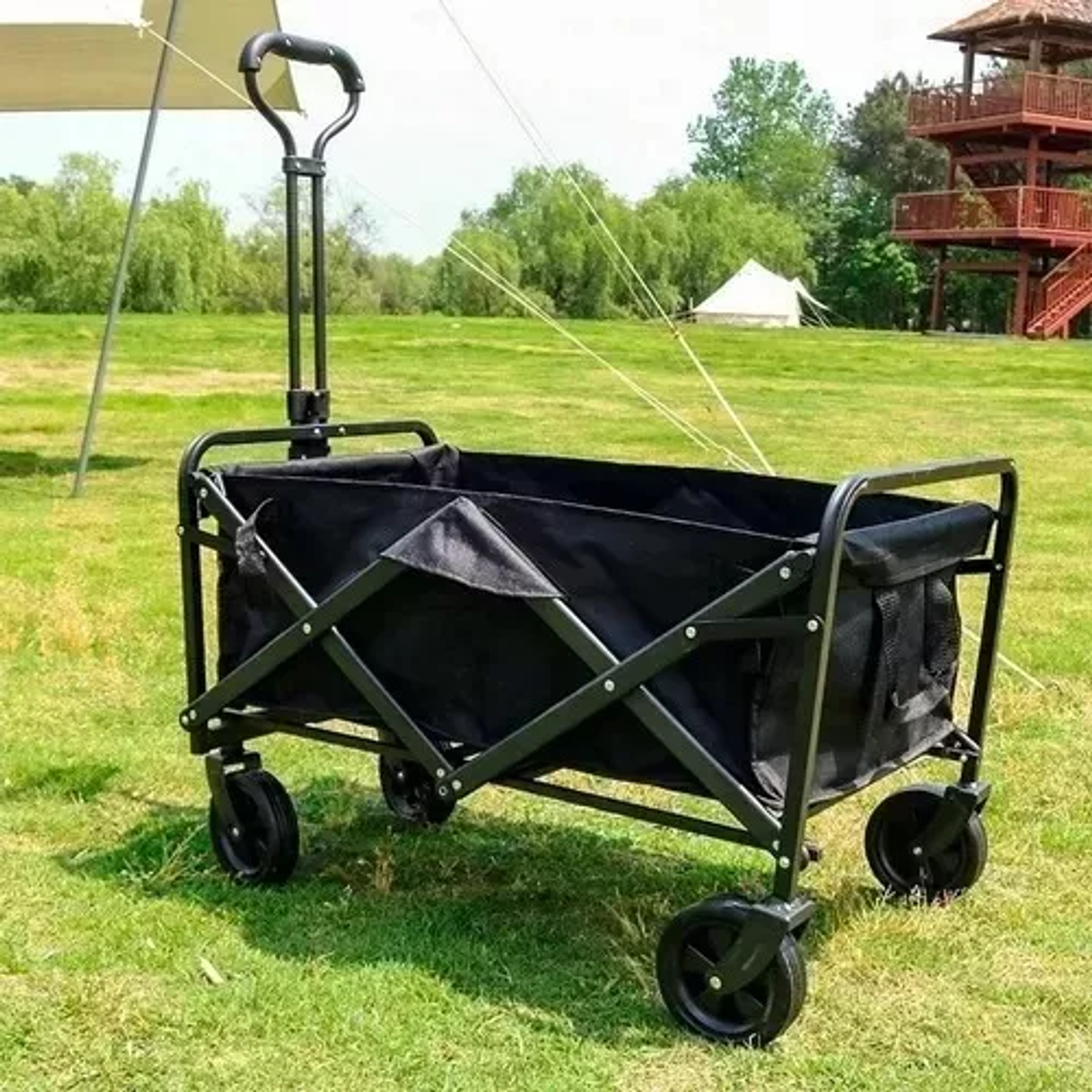 Carro De Mano Genérica Carros Campingo Aire Libre Color Negro 3