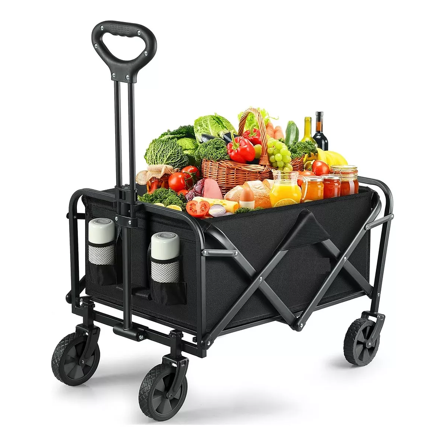 Carro De Mano Genérica Carros Campingo Aire Libre Color Negro 1