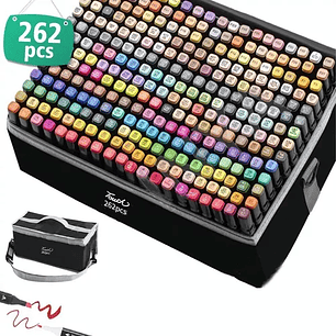 Set 262 Marcadores Lápices Colores Touch Doble Punta + Bols