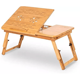 Mesa Plegable De Bambú Para Notebook Con Ventilador Color Marrón