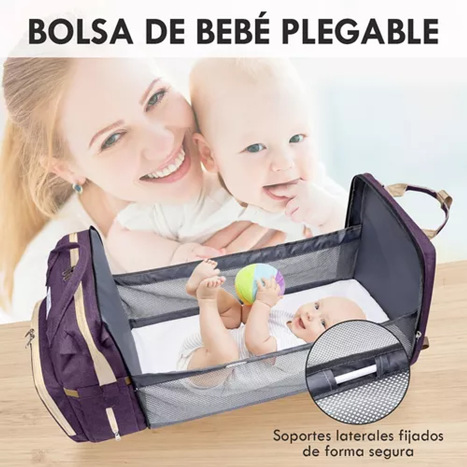 Mochila Panalera Cuna Impermeable Multifunción Bebe Viaje 10