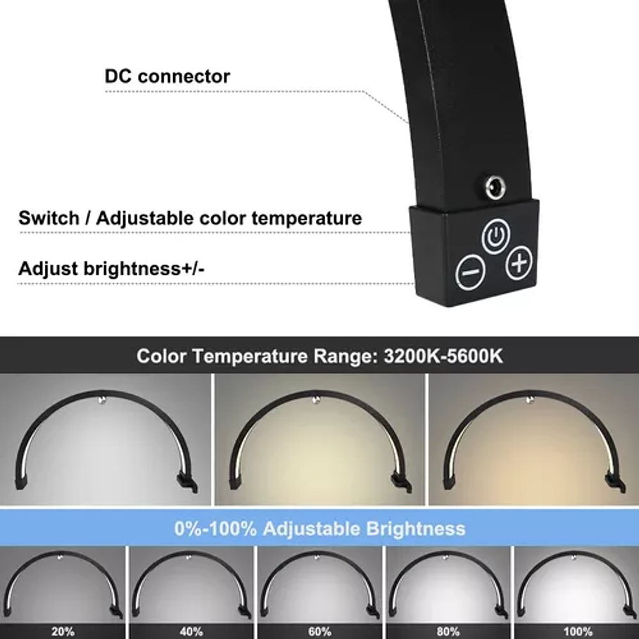 Lampara Led Media Luna Mesa Con Soporte Para Teléfono 6