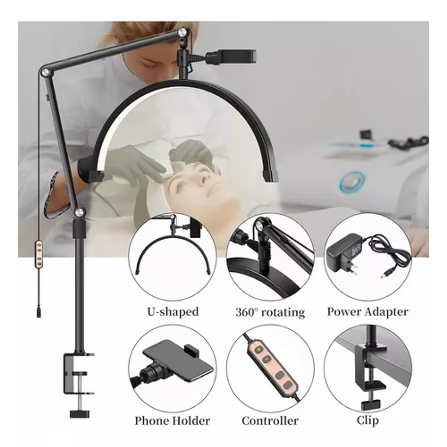 Lámpara De Escritorio Media Luna Luz Led Con Soporte  2
