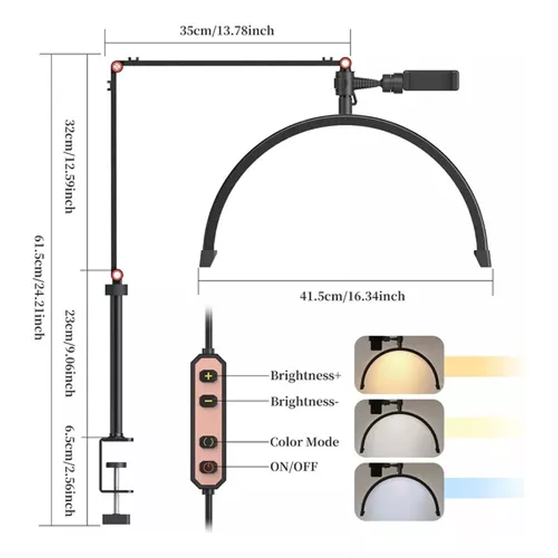 Lámpara De Escritorio Media Luna Luz Led Con Soporte  6