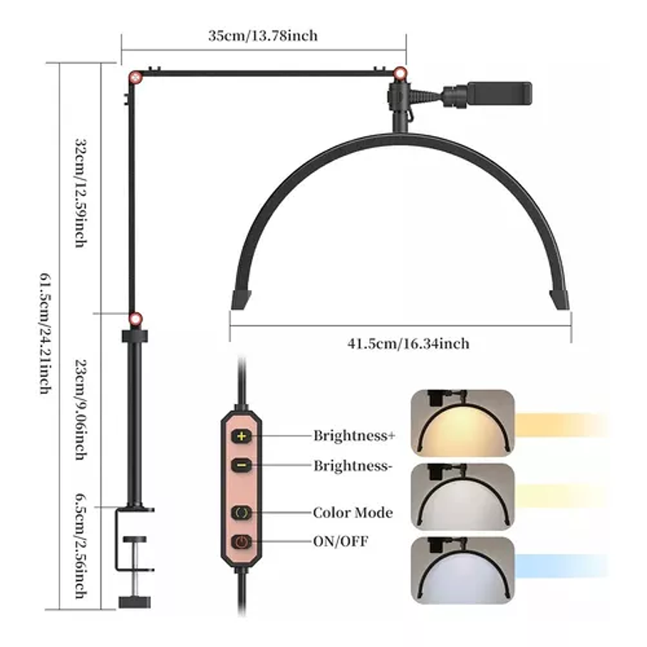 Lámpara De Escritorio Media Luna Luz Led Con Soporte  6