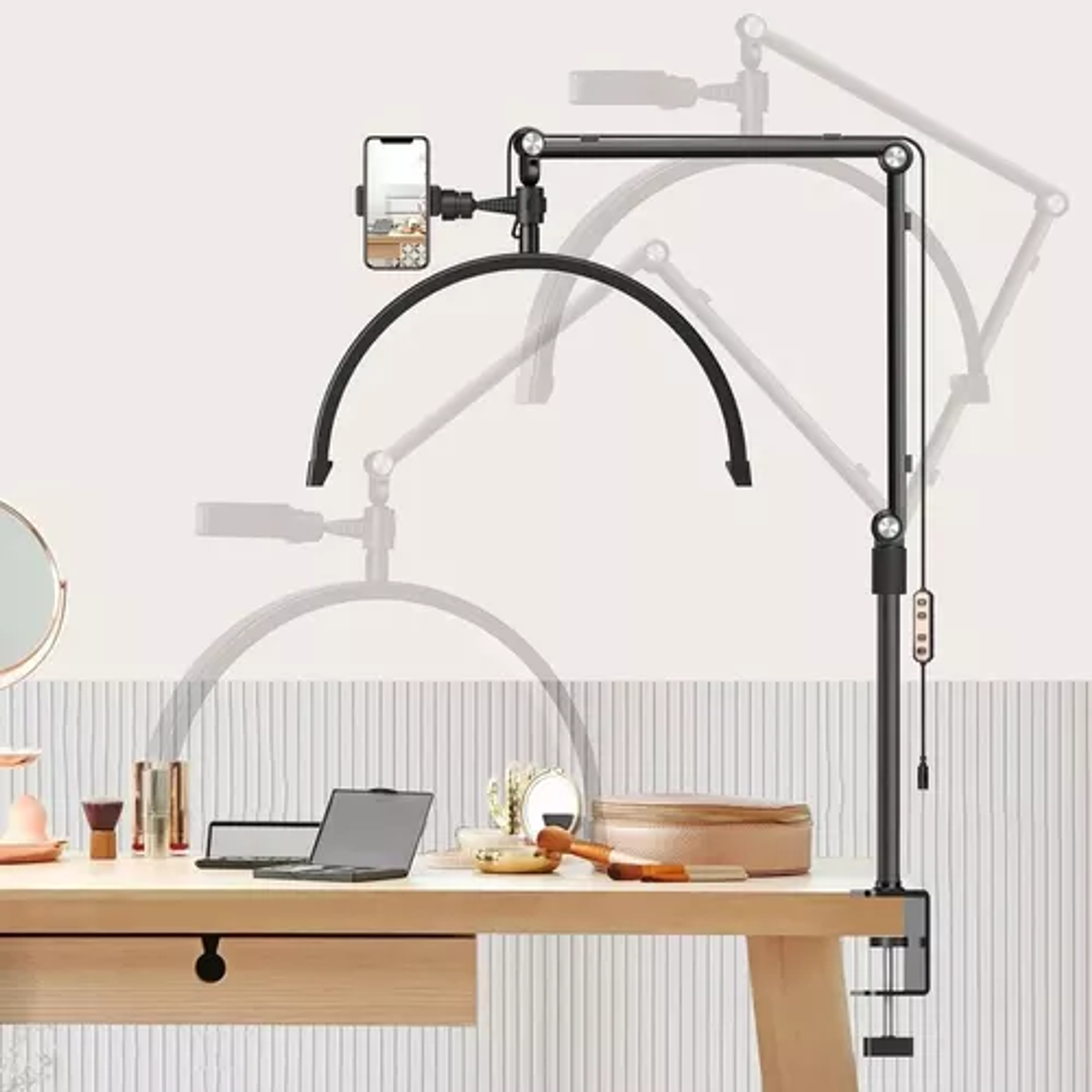 Lámpara De Escritorio Media Luna Luz Led Con Soporte  5