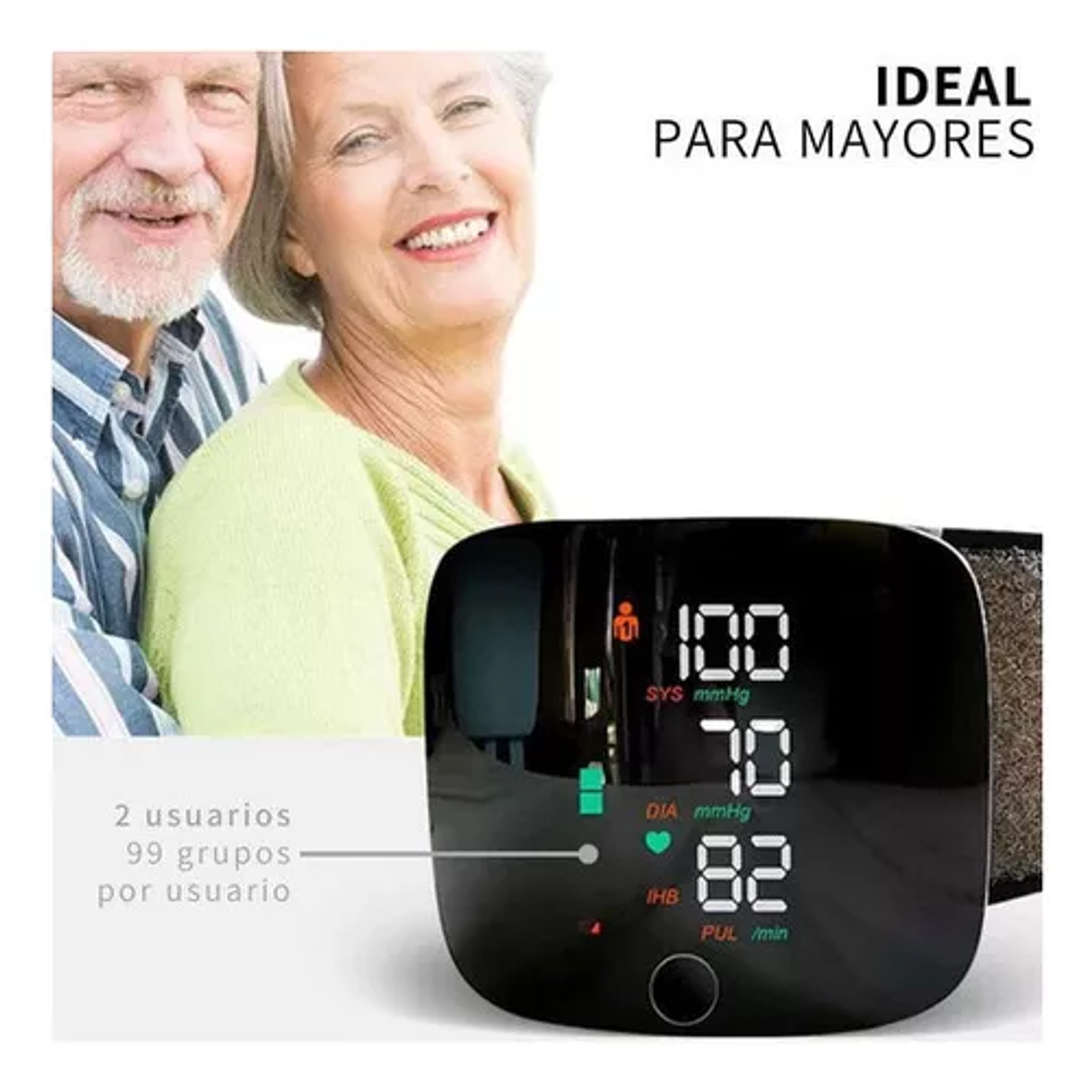 Monitor De Presión Arterial De Muñeca Con Voz Usb Recargable 5