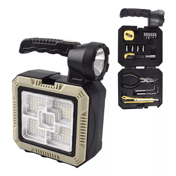Linterna Solar Led Recargable + Kit De Herramienta 1