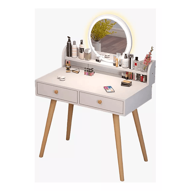 Tocador Minimalista 2 Cajones Espejo Con Luz 1
