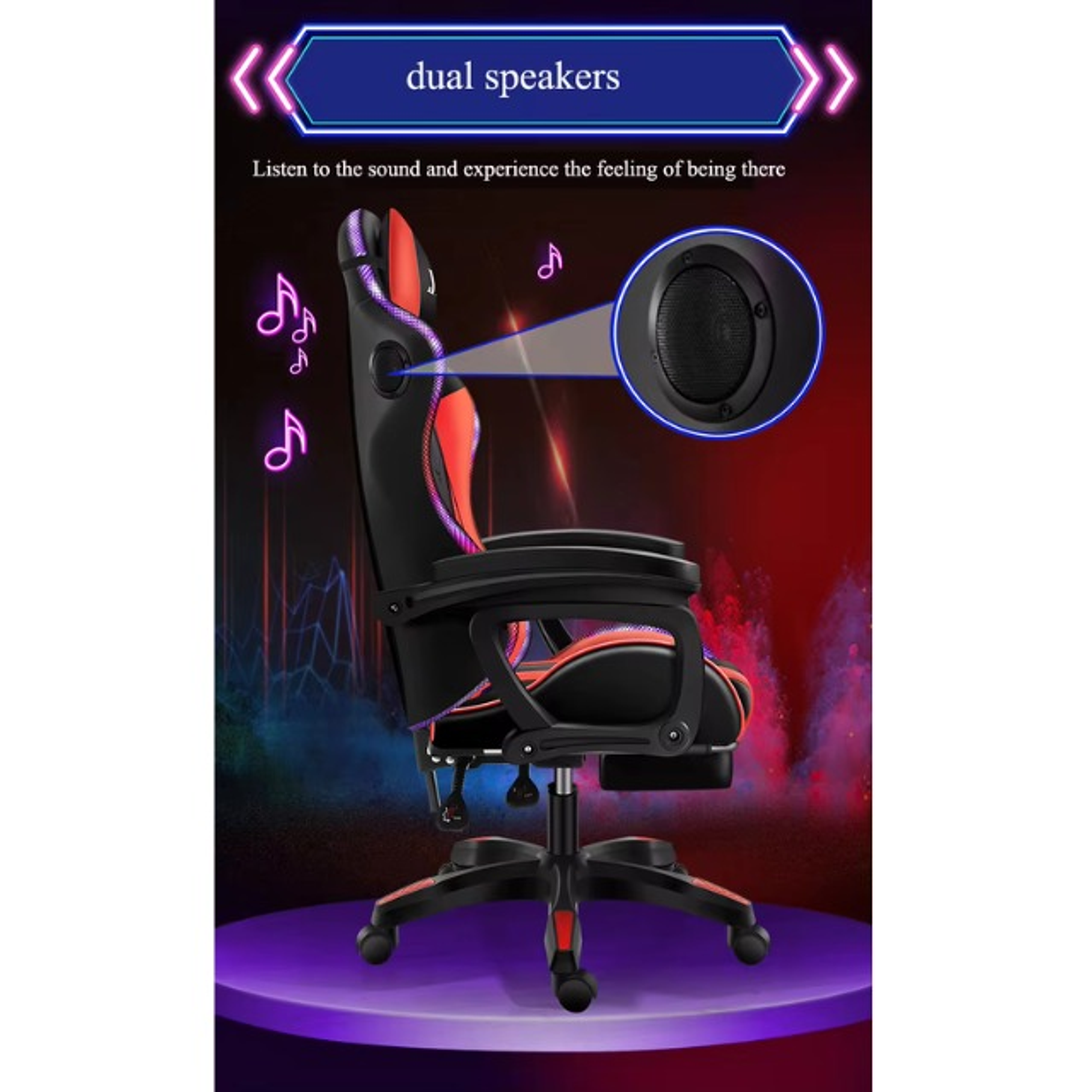 Silla Gamer Con Luz Rgb Reposapiés Y Masajeador Reclinable C  7