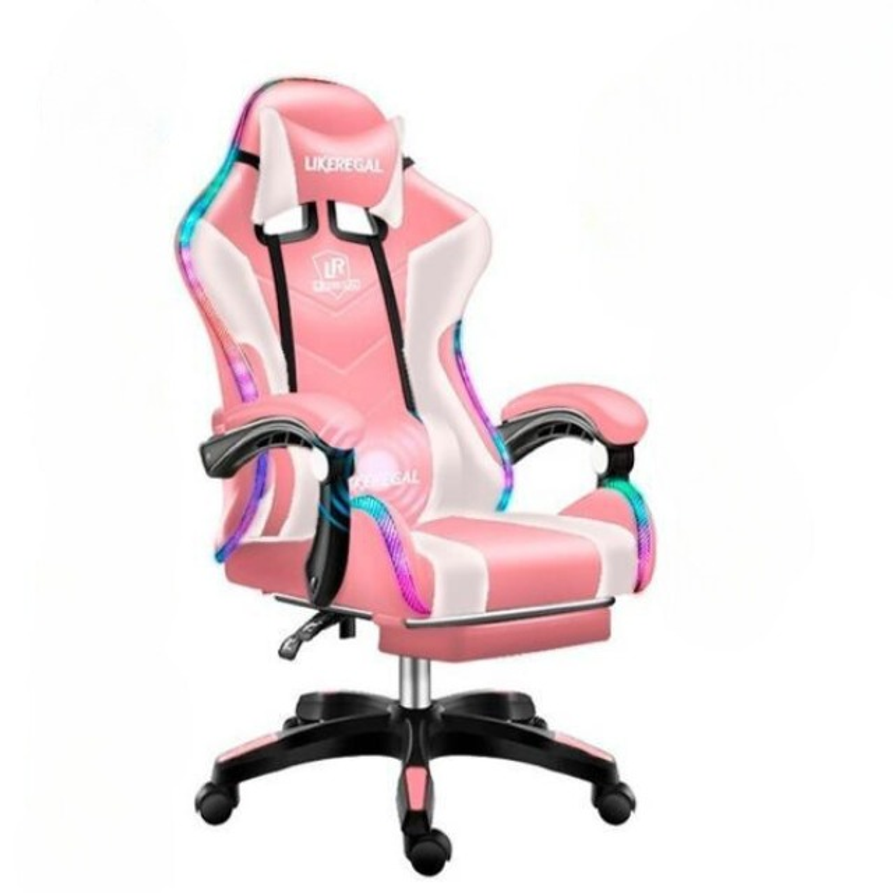 Silla Gamer Con Luz Rgb Reposapiés Y Masajeador Reclinable C  10