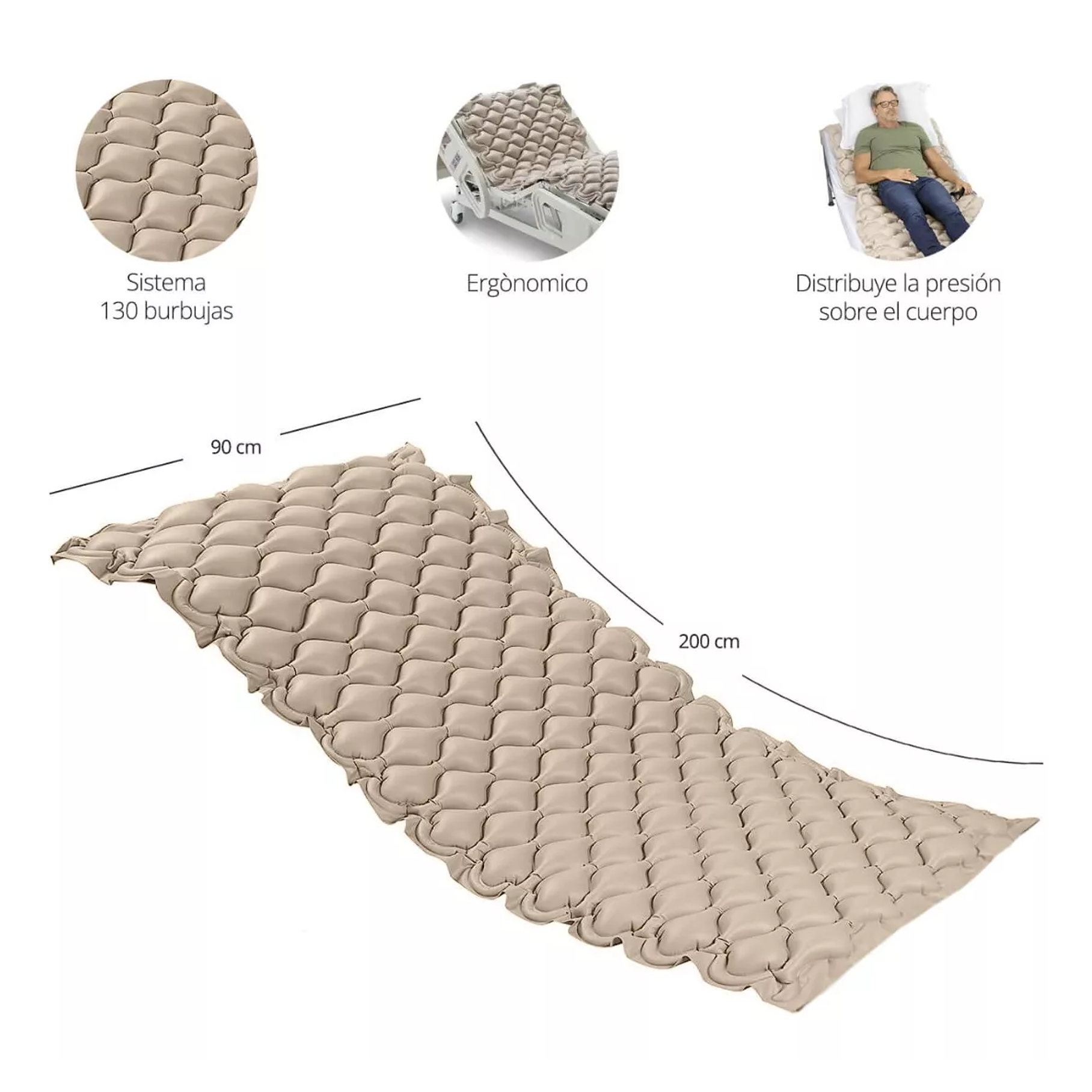 Colchón Antiescaras De 1 Plaza Con Motor 130 Burbujas  2