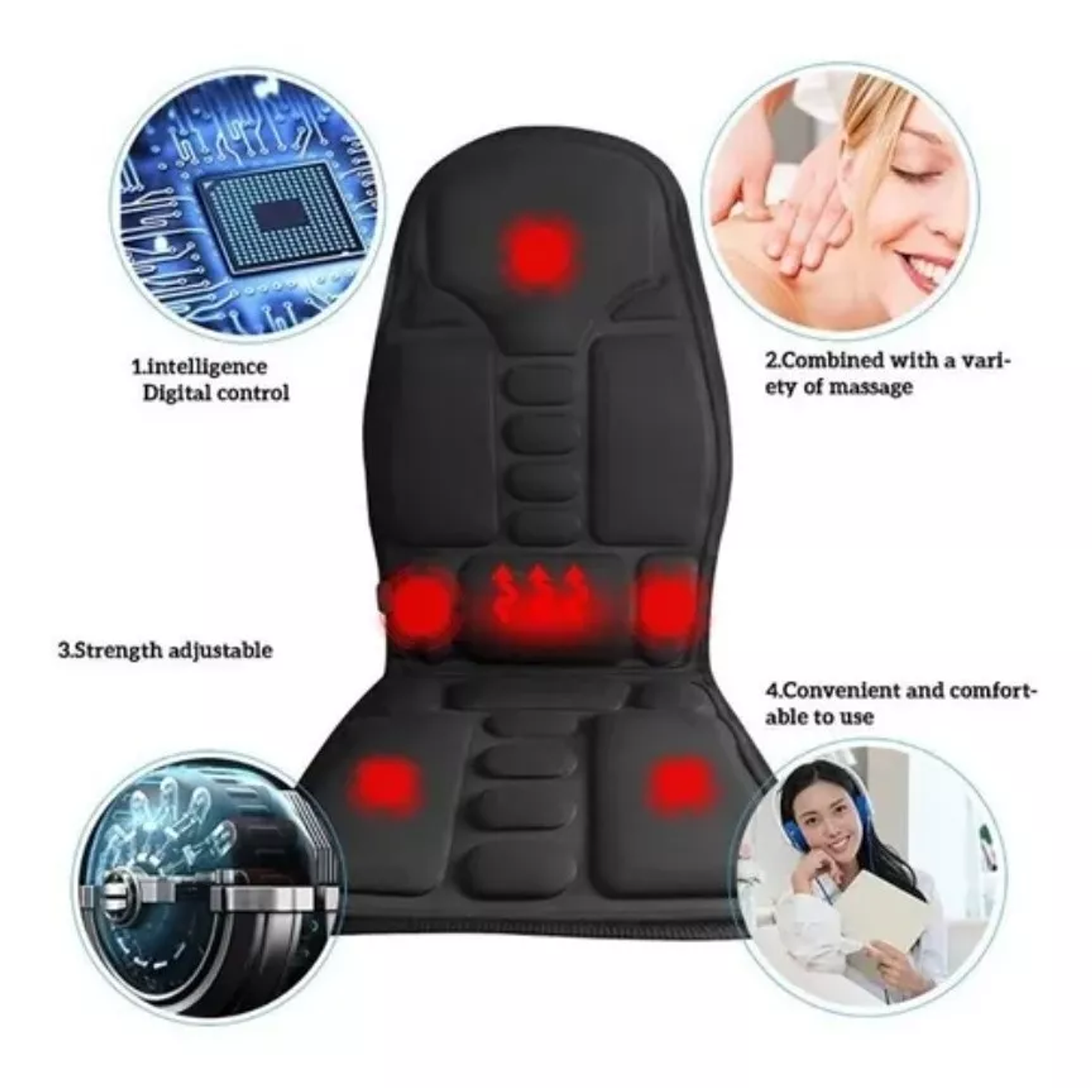 Asiento Masajeador Cojin Masaje Espalda Auto, Casa U Oficina 3