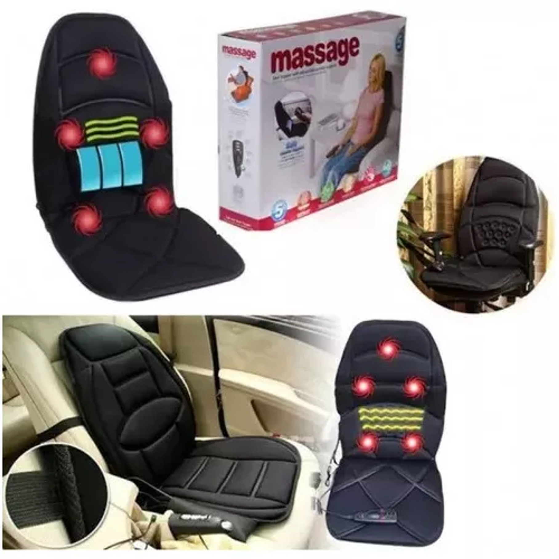 Asiento Masajeador Cojin Masaje Espalda Auto, Casa U Oficina 7