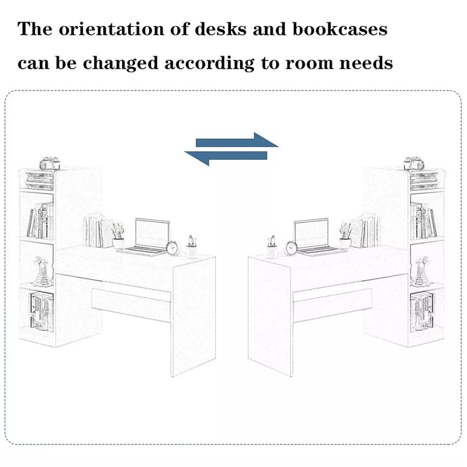 Escritorio De Estudio Moderno Blanco Con Repisa 6