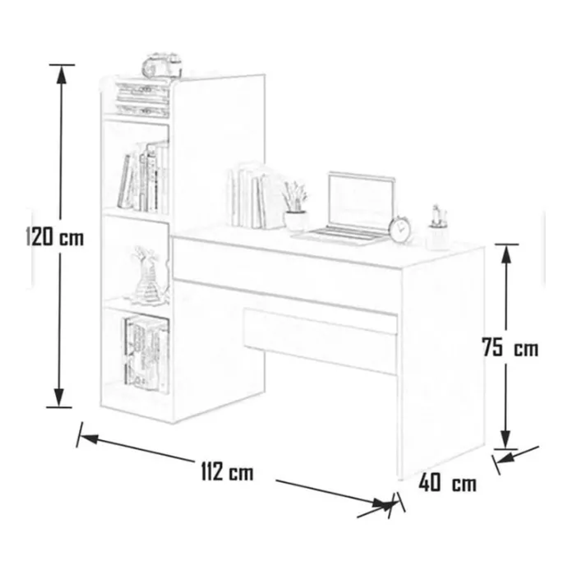 Escritorio De Estudio Moderno Blanco Con Repisa 7