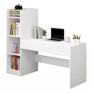 Escritorio De Estudio Moderno Blanco Con Repisa