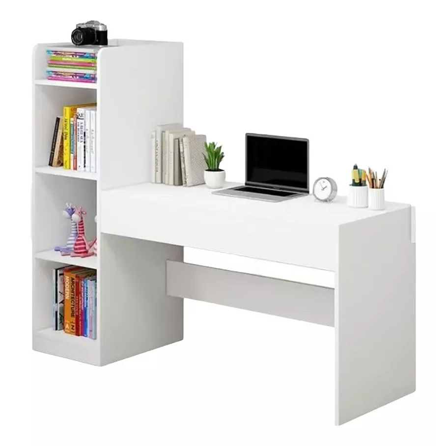 Escritorio De Estudio Moderno Blanco Con Repisa 1