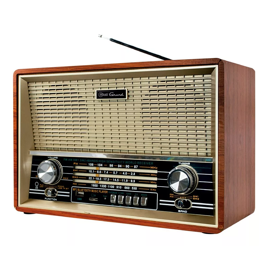 Parlante Mlab 8733 Retro Grund Bluetooth Usb Fm Color Café 2