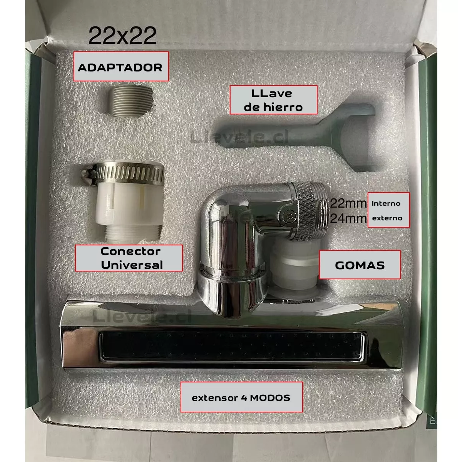 Extensor Llave Grifo Lavaplatos - Alta Presion 360° 4 Modos 4