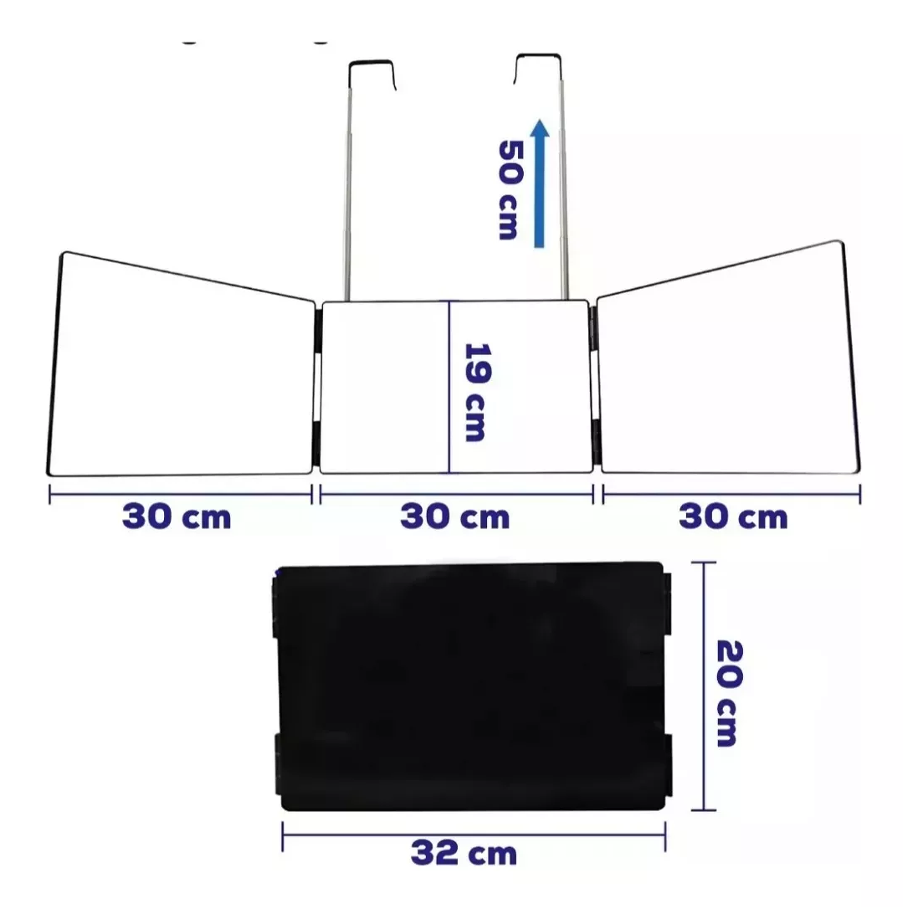 Espejo De 3 Vías De Corte De Pelo Triple De 360° Con Ganchos 4