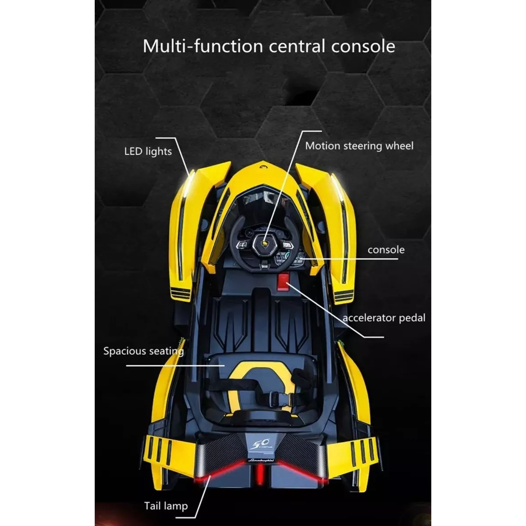 Carro Montable Eléctrico Lamborghini C/remoto Niños Navidad Color Amarillo 3