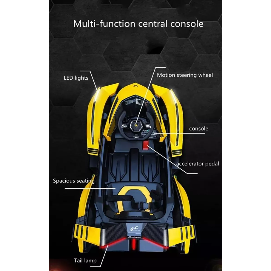 Carro Montable Eléctrico Lamborghini C/remoto Niños Navidad Color Amarillo 3