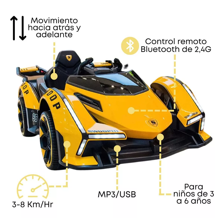 Carro Montable Eléctrico Lamborghini C/remoto Niños Navidad Color Amarillo 2