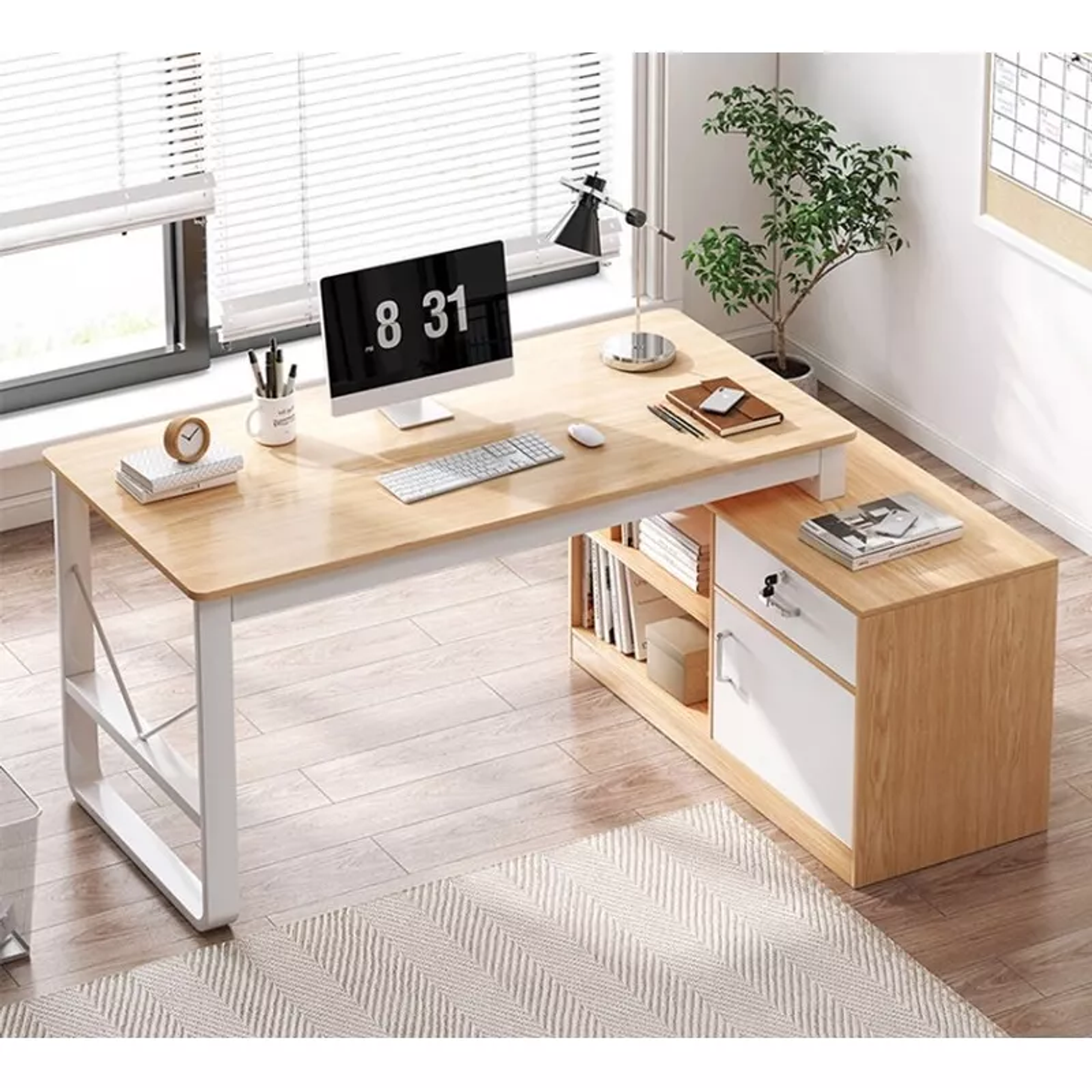 Escritorio De Trabajo Forma L Con Cajones  4