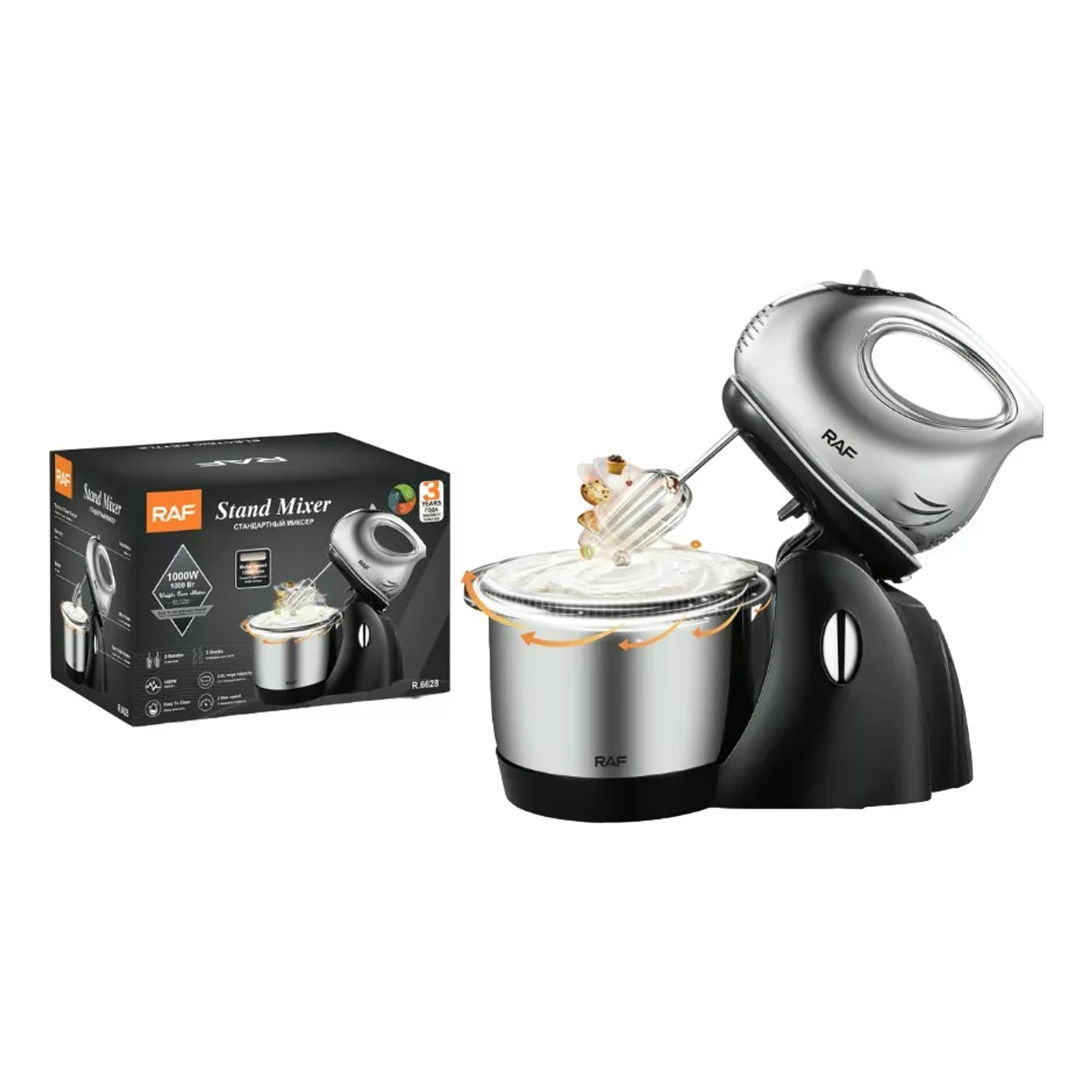 Batidora De Pedestal Mezcladora 2.5 Lts Raf R.6628 Acero Color Plateado Frecuencia 50hz/60hz 1