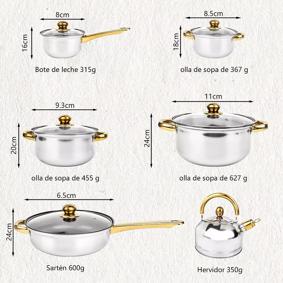 Juego De Ollas 12 Piezas Batería Acero Inoxidable 2
