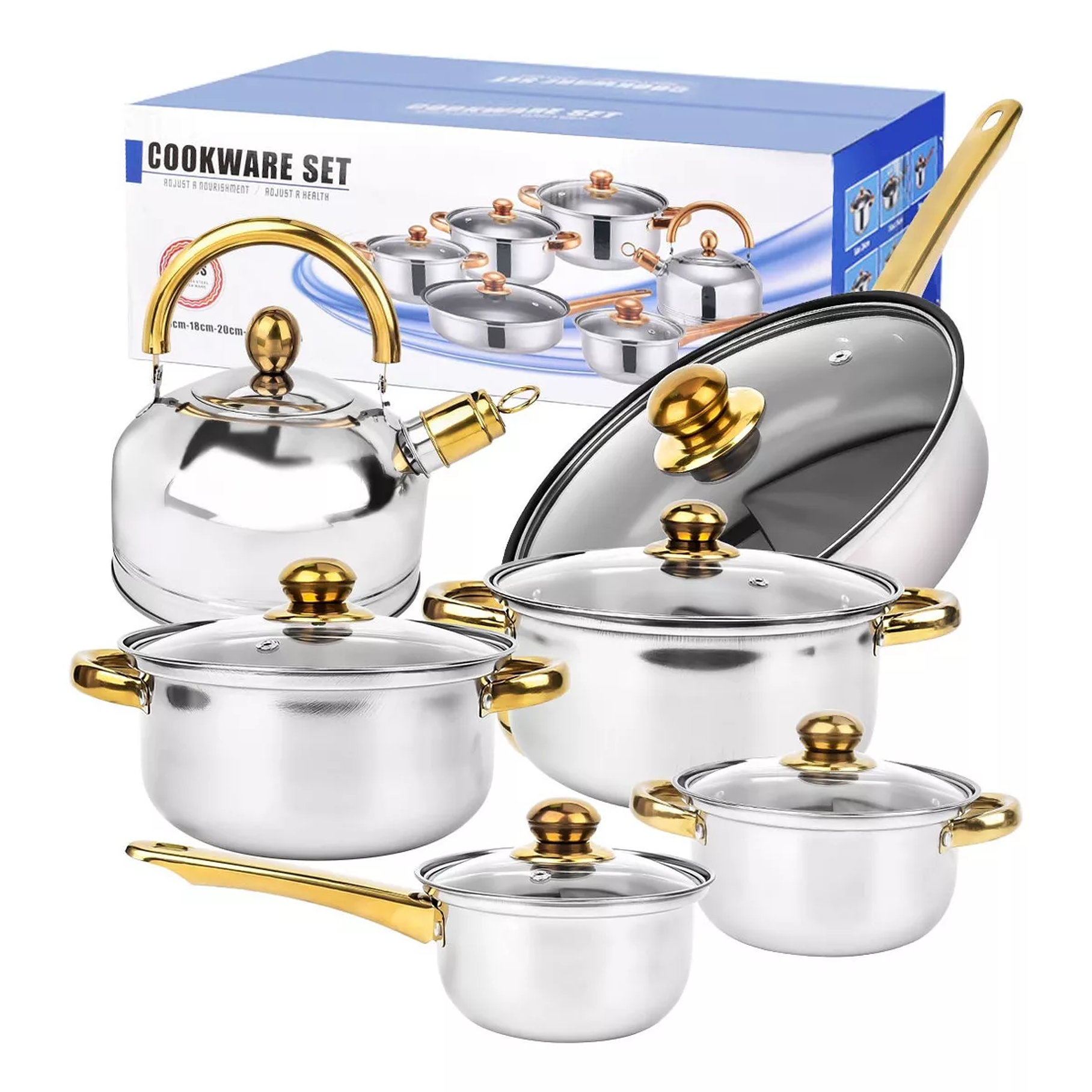 Juego De Ollas 12 Piezas Batería Acero Inoxidable 1