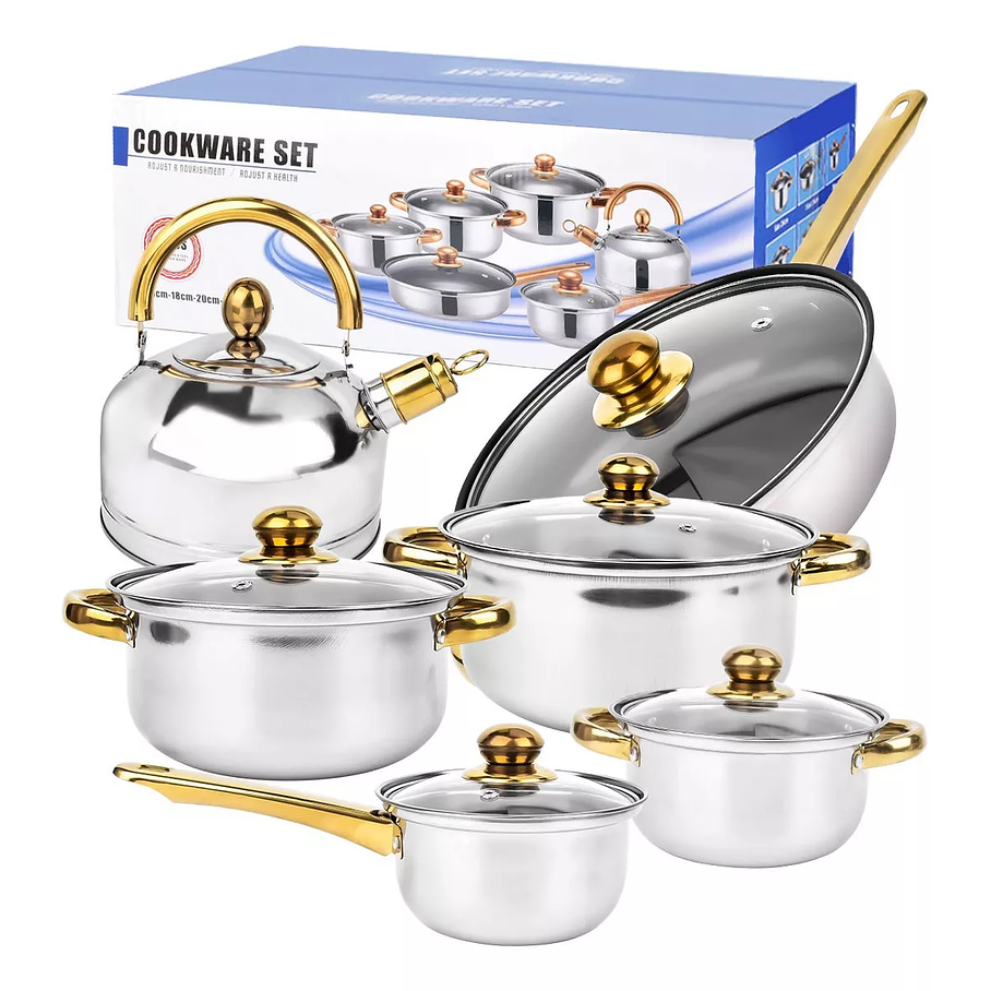 Juego De Ollas 12 Piezas Batería Acero Inoxidable 1