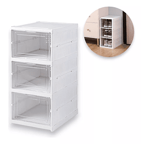 Zapatera Organizador Caja Apilable Para Zapatos 3 Niveles Color Blanco