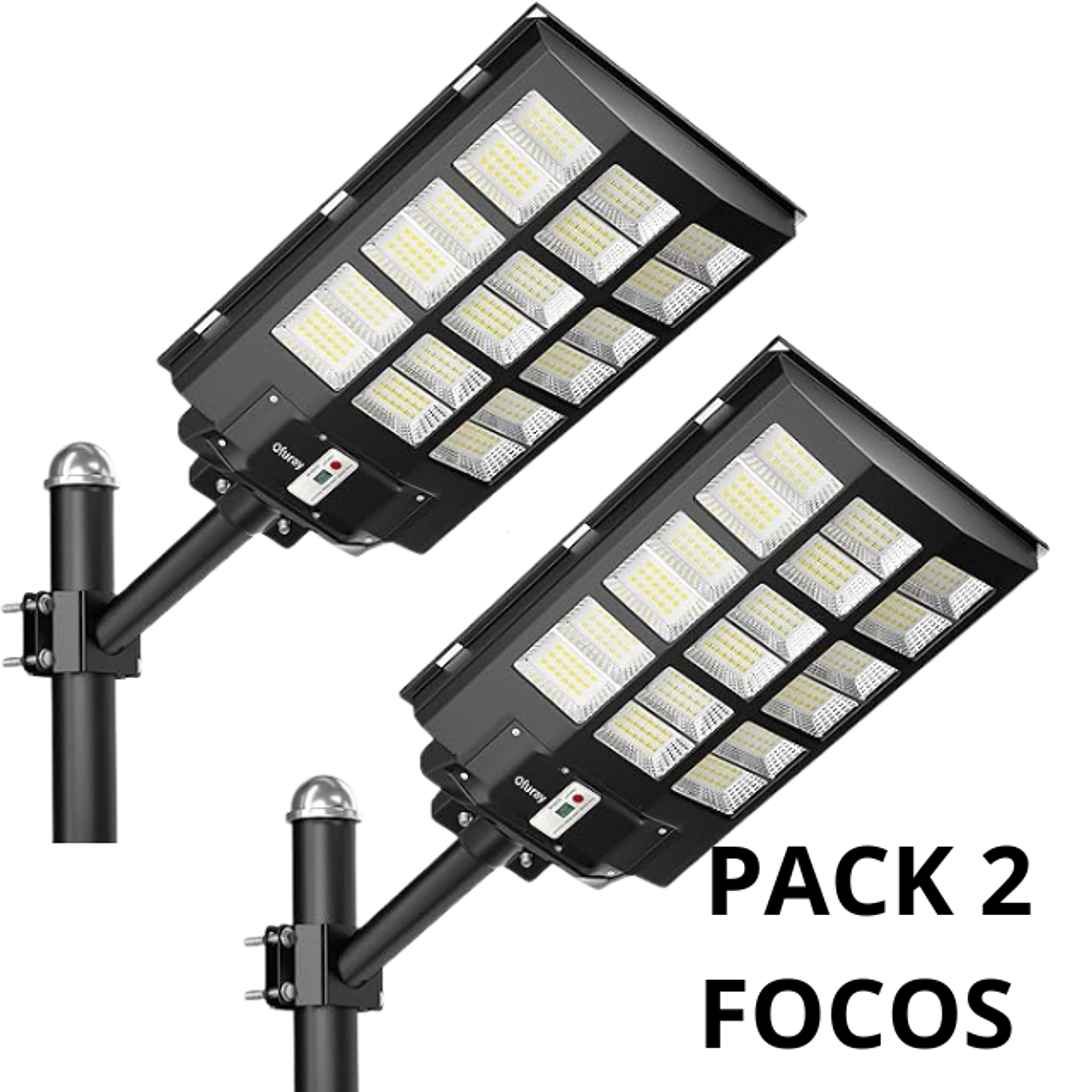 Pack 2 Foco Solar Posta De Calle De 1800W Para Exteriores  Estacionamientos, Comercios, Canchas Deportivas 1