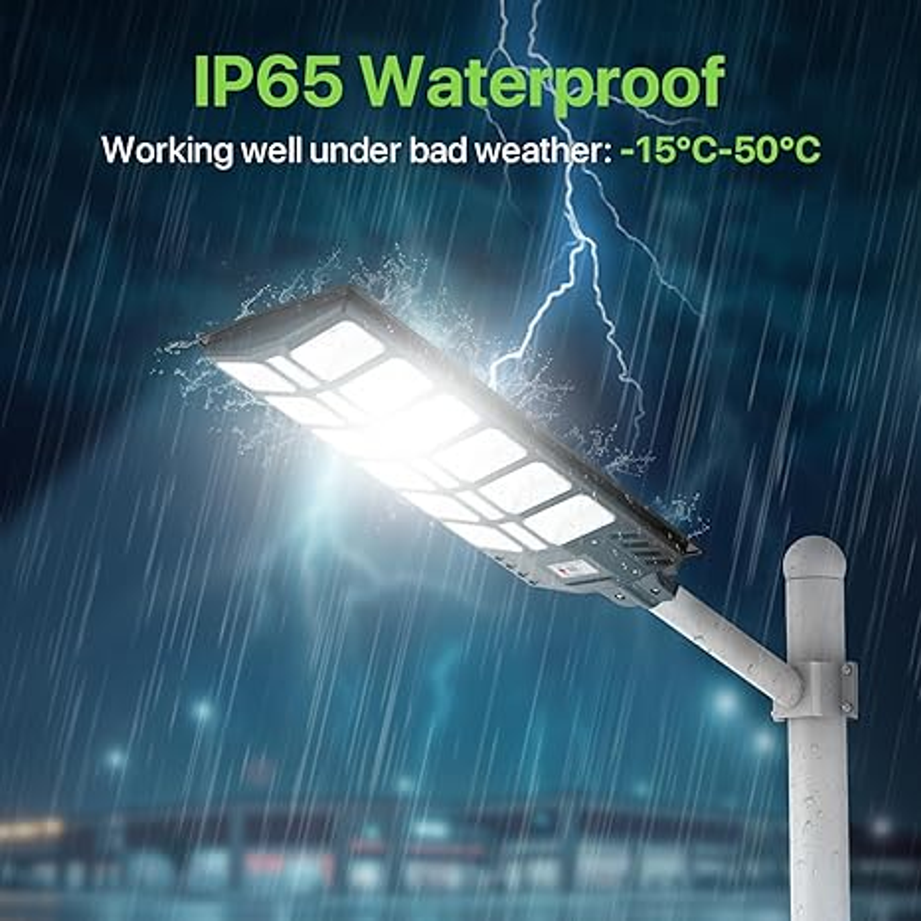 Foco Solar Posta 1800W Para Estacionamientos, Canchas, Calles, Patios, Muelle 4