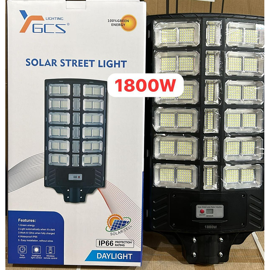 Foco Solar Posta 1800W Para Estacionamientos, Canchas, Calles, Patios, Muelle 7