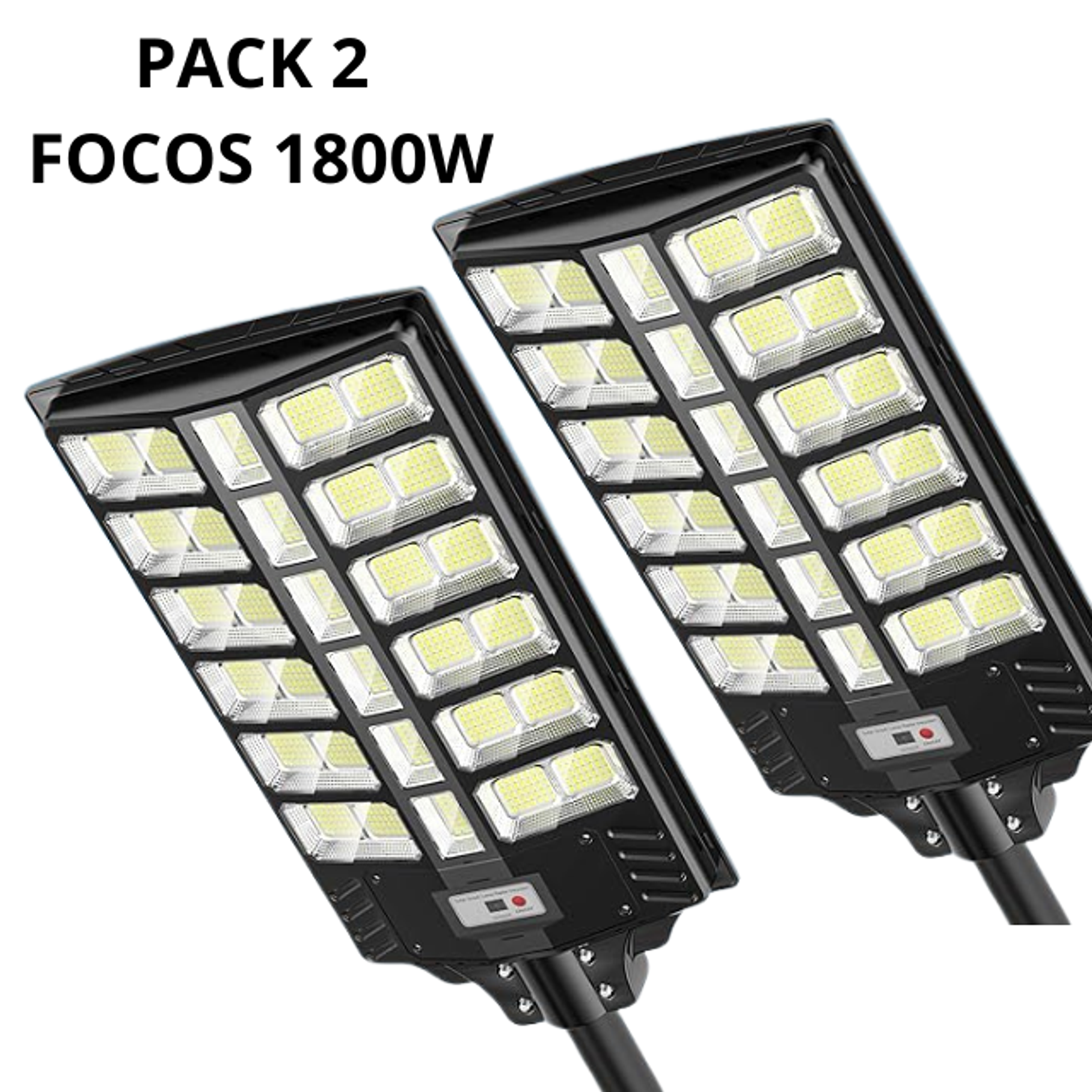 Pack 2 Foco Solar Posta 1800W Para Estacionamientos, Canchas, Calles, Patios, Muelle 1