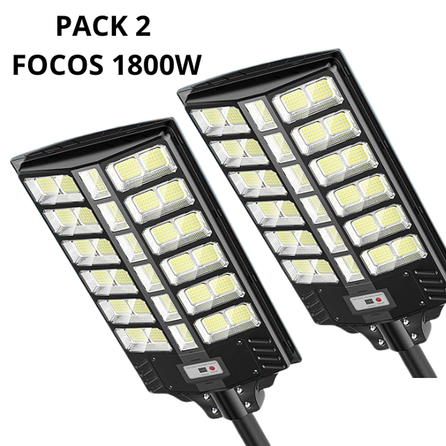 Pack 2 Foco Solar Posta 1800W Para Estacionamientos, Canchas, Calles, Patios, Muelle 1