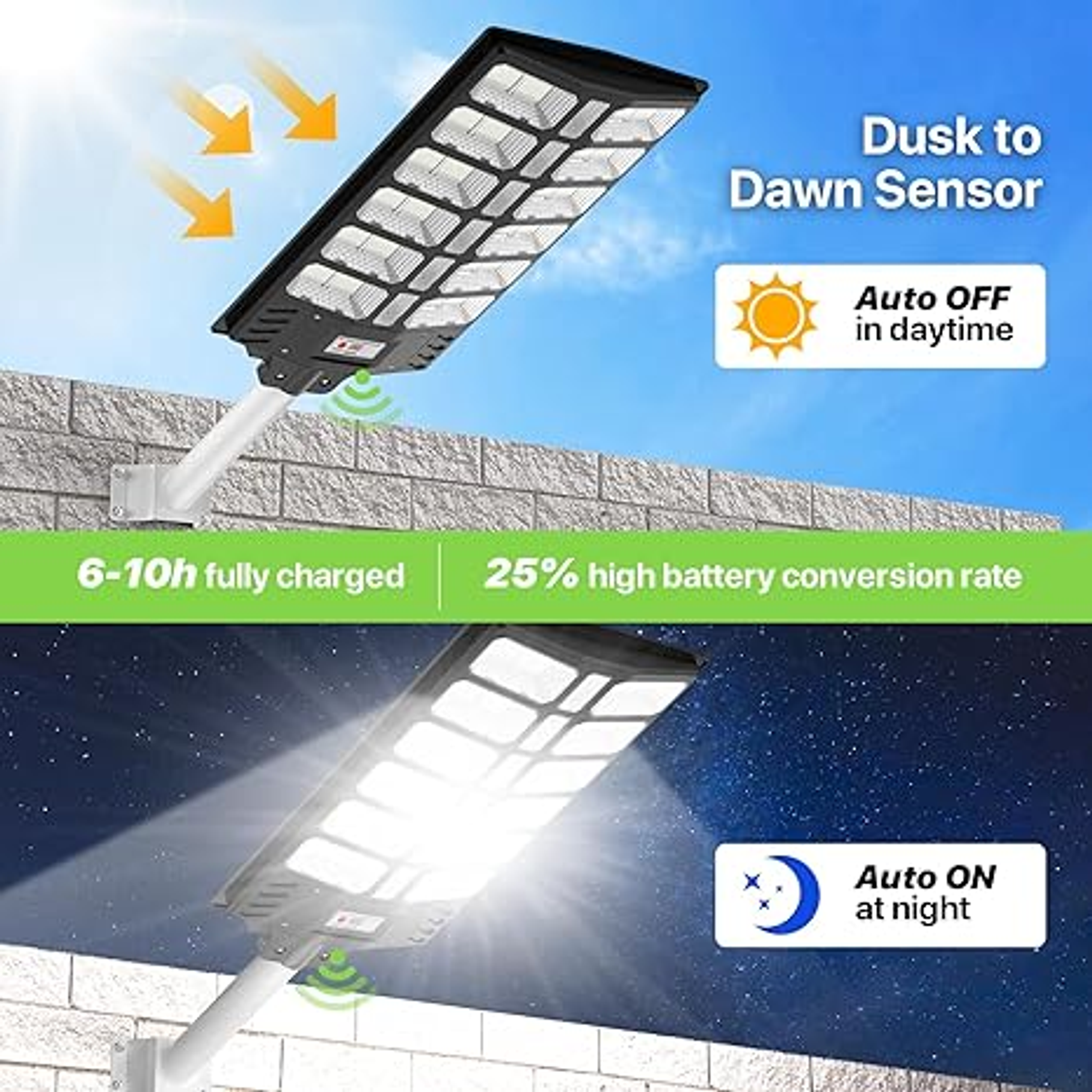 Pack 2 Foco Solar Posta 1800W Para Estacionamientos, Canchas, Calles, Patios, Muelle 6