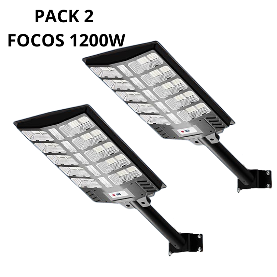 Pack 2 Foco Solar Posta 1200W Para Calles Al Aire Libre, Patios, Garajes, Campos Deportivos, Estacionamientos 1