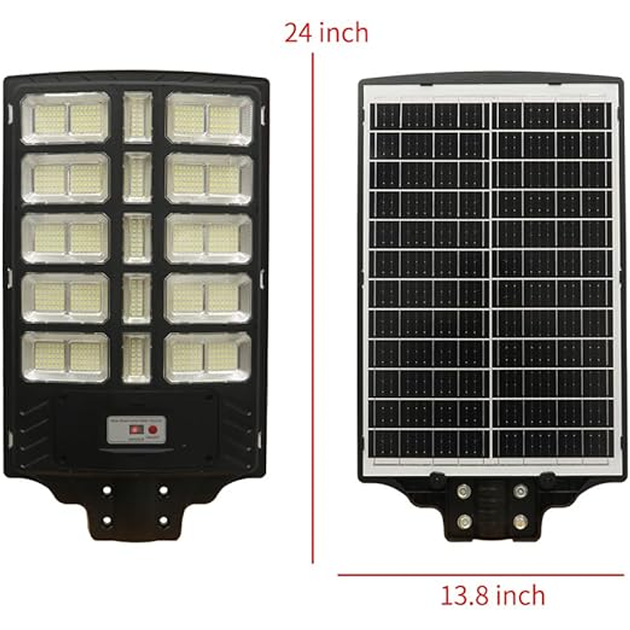 Pack 2 Foco Solar Posta 1200W Para Calles Al Aire Libre, Patios, Garajes, Campos Deportivos, Estacionamientos 6