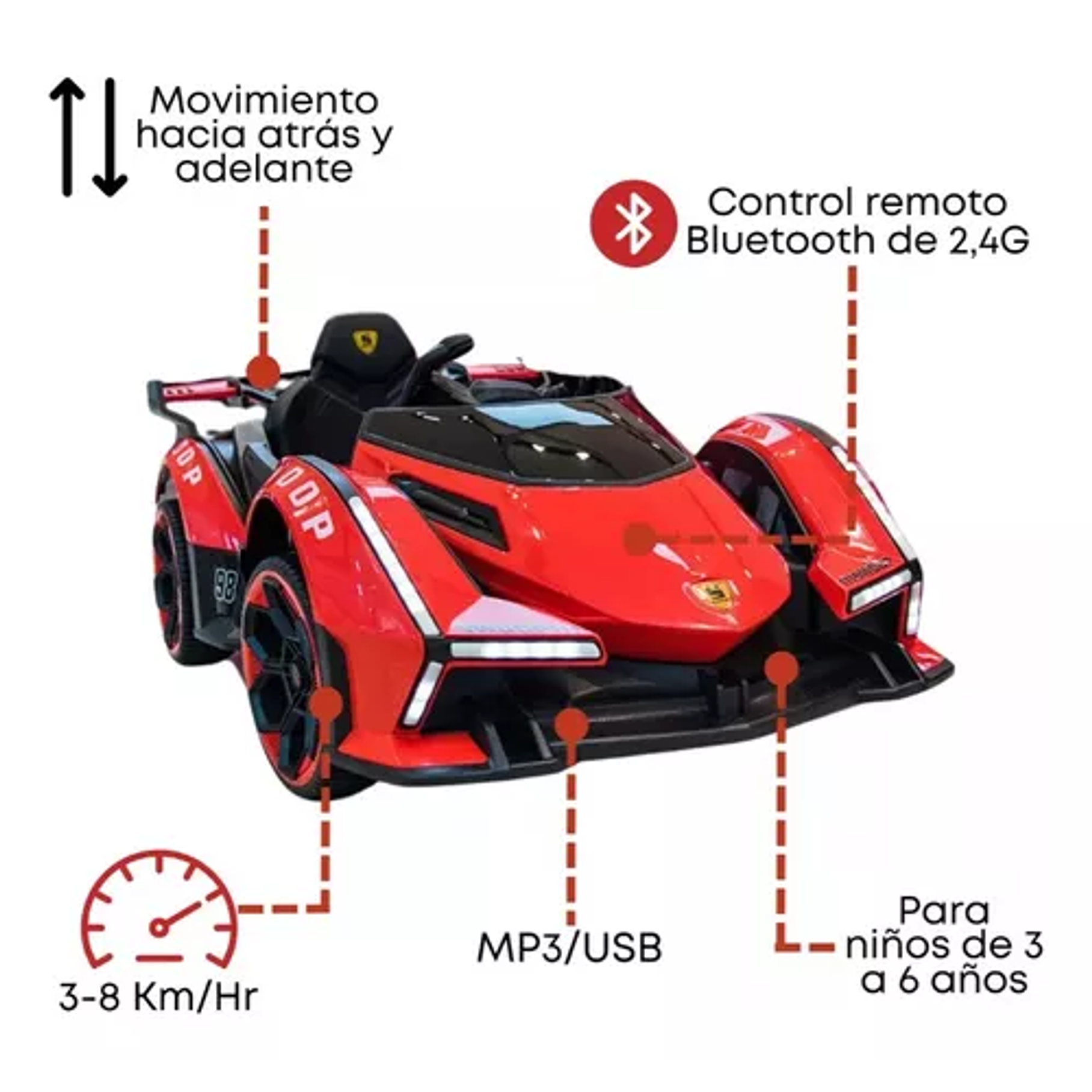Carro Montable Electrico Tipo Lamborguini Para Niños 5