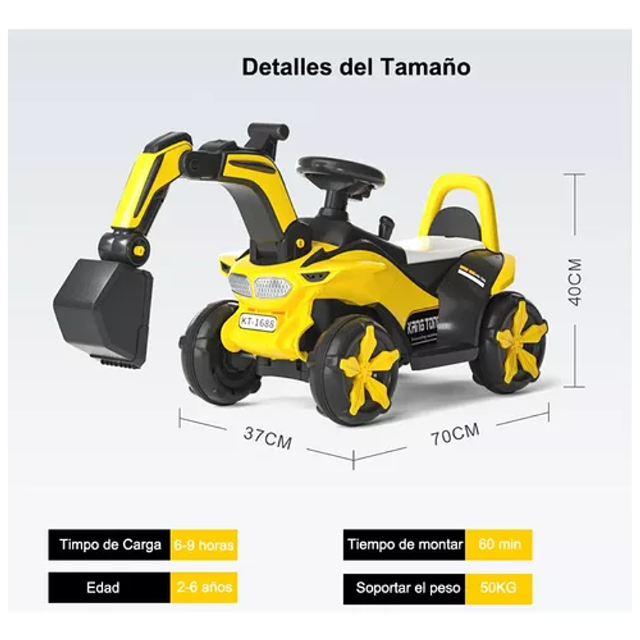 Excavadora Eléctrica Montable Con Música Y Luces Para Niños  8