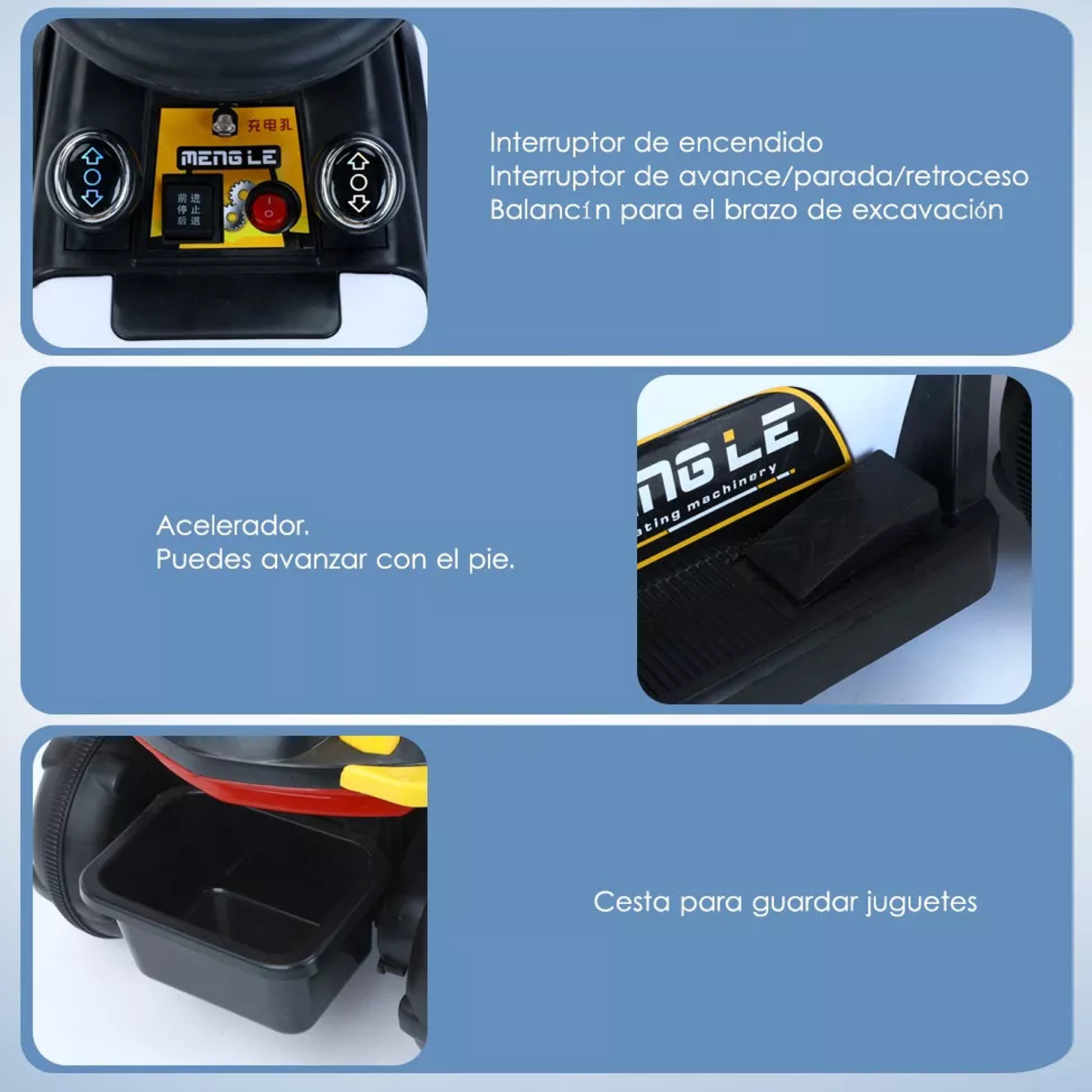 Excavadora Eléctrica Montable Con Música Y Luces Para Niños  5