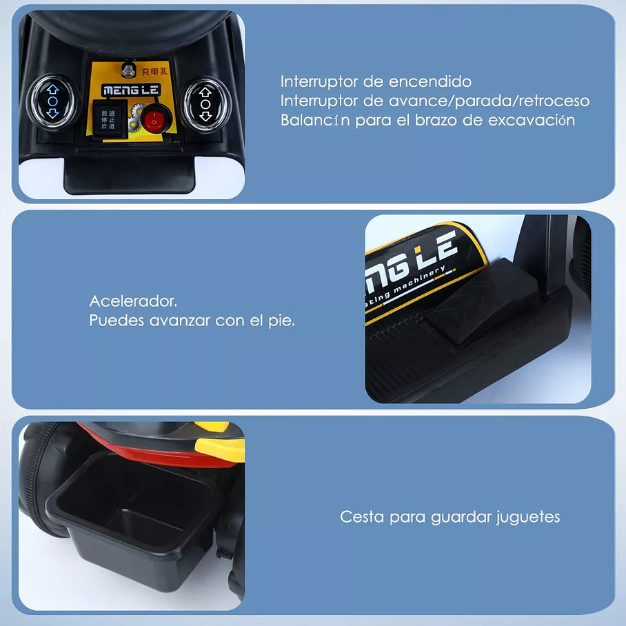 Excavadora Eléctrica Montable Con Música Y Luces Para Niños  5