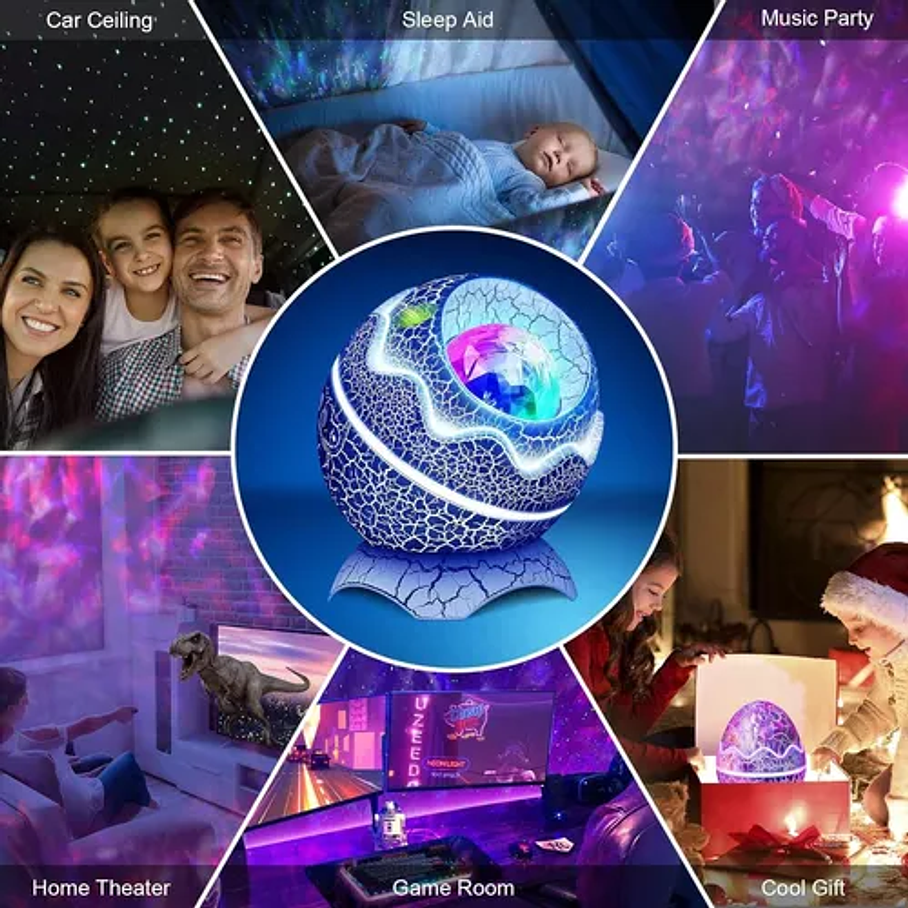 Lámpara De Nocturna Proyector De Huevo Dinosaurio Bluetooth 5