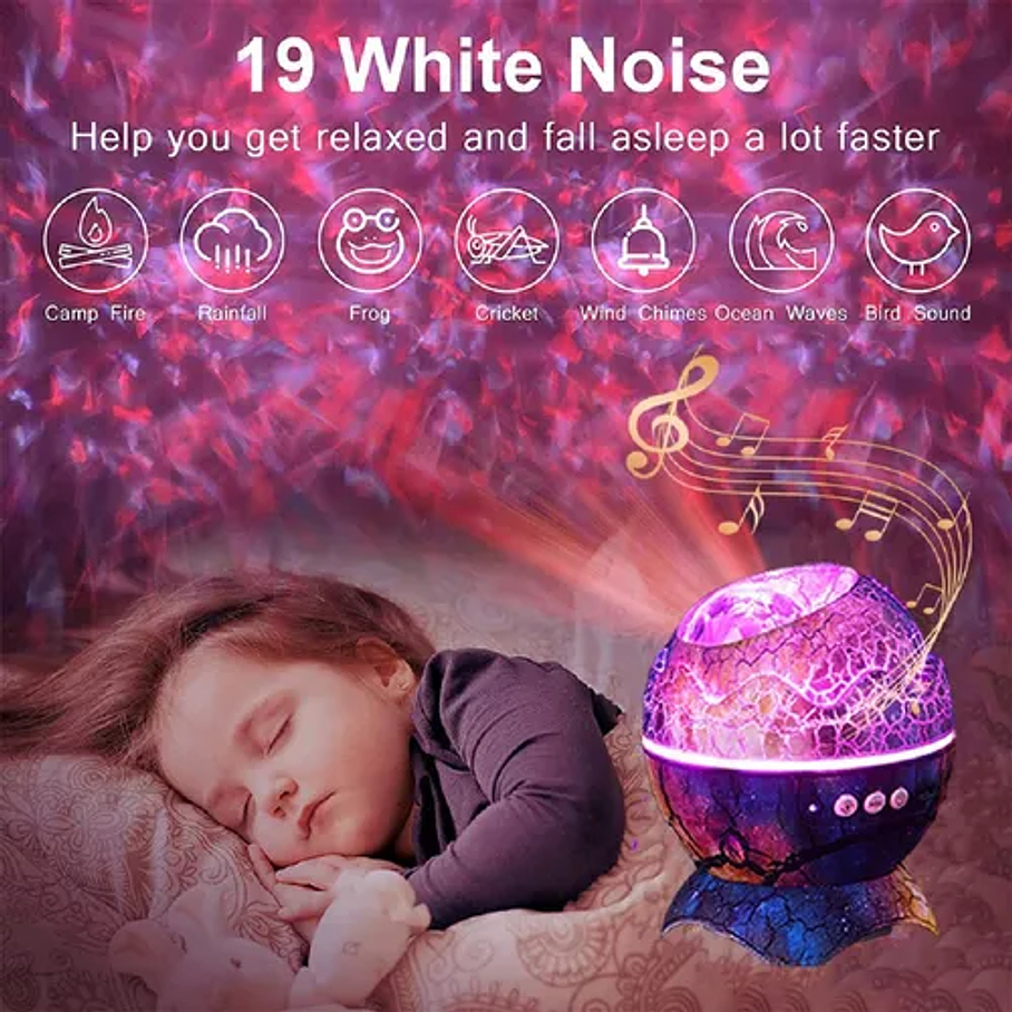 Lámpara De Nocturna Proyector De Huevo Dinosaurio Bluetooth 7