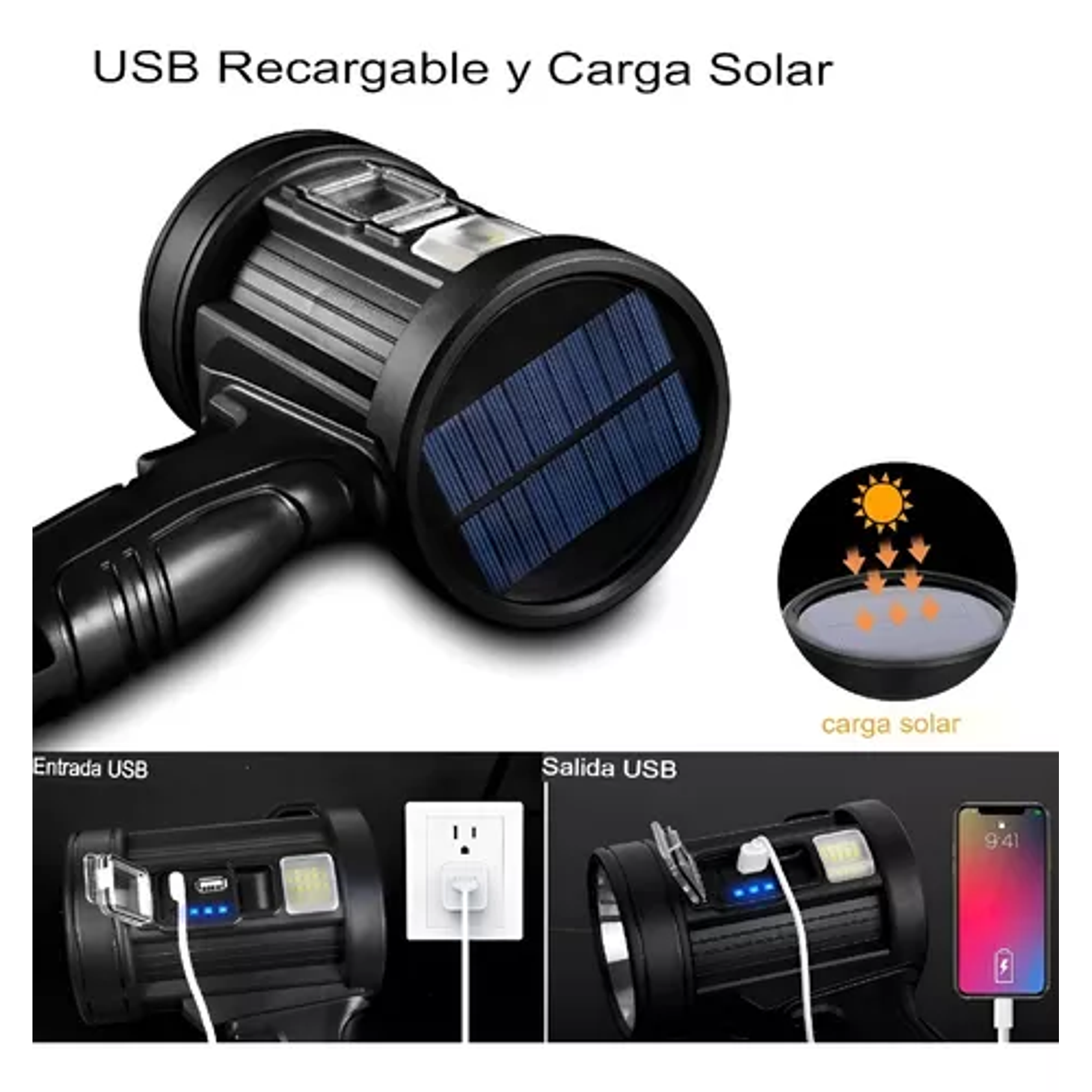 Linterna Led Potente Recargable Camping Lampara Solares 7